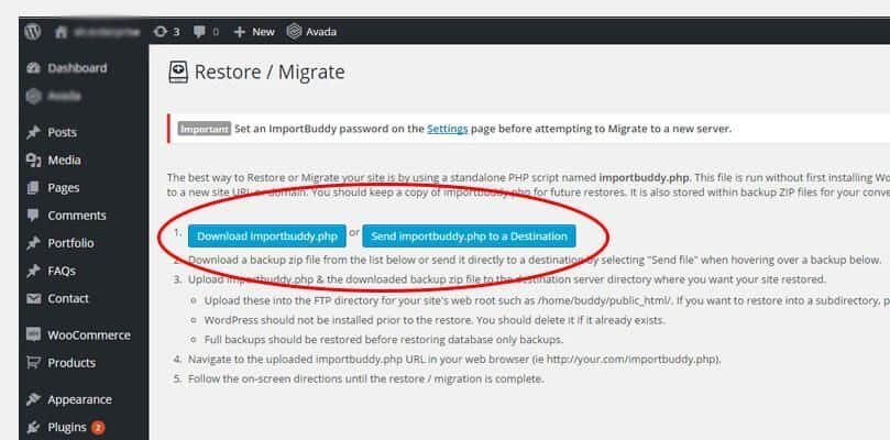 Download Backup & Send Backup to Destination