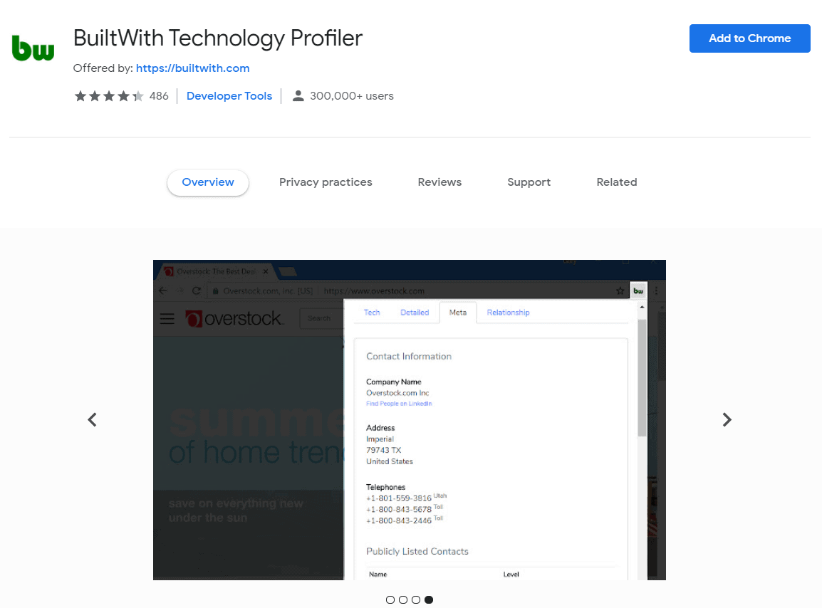 BuiltWith Technology Profiler