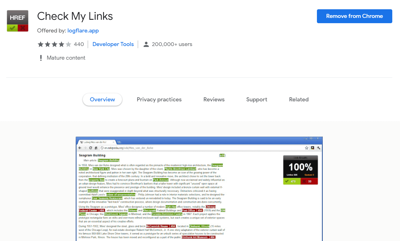 Check My Links Chrome Extension