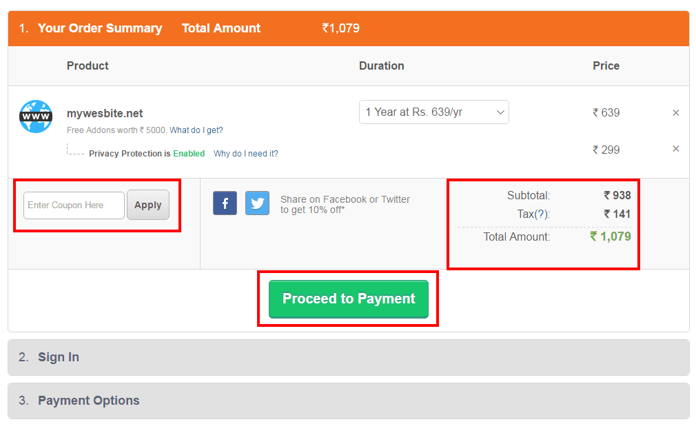 Check your Order Summary