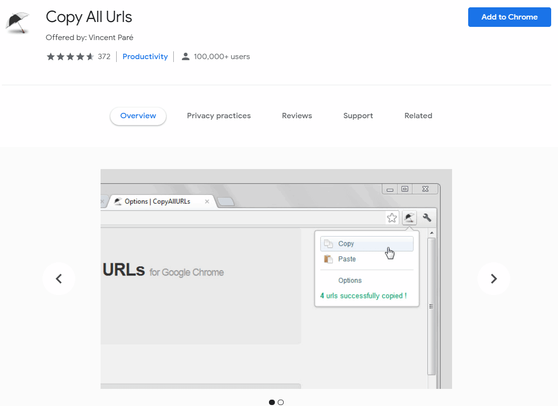 Copy All URLs Chrome Extension