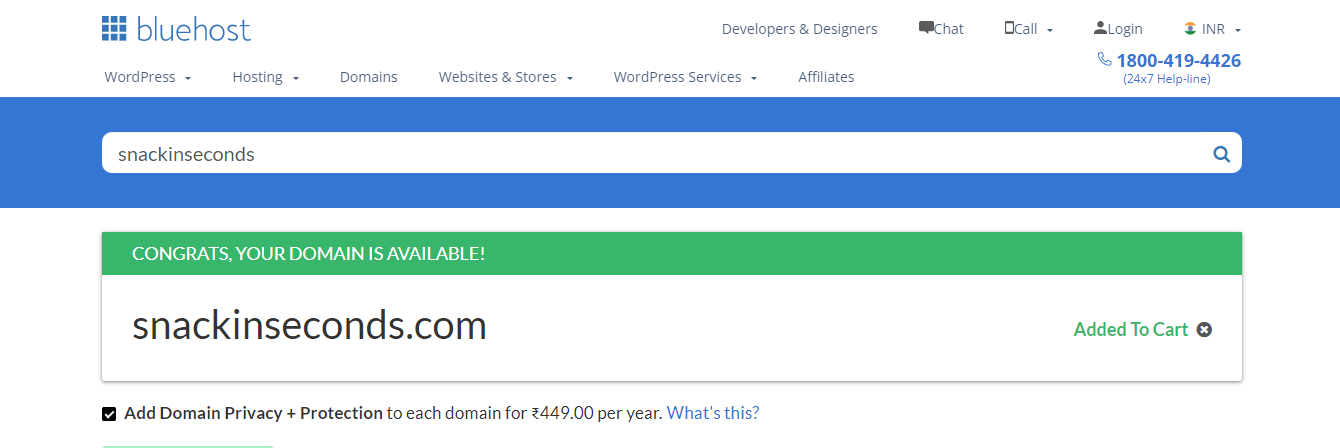 Domain Search Bluehost