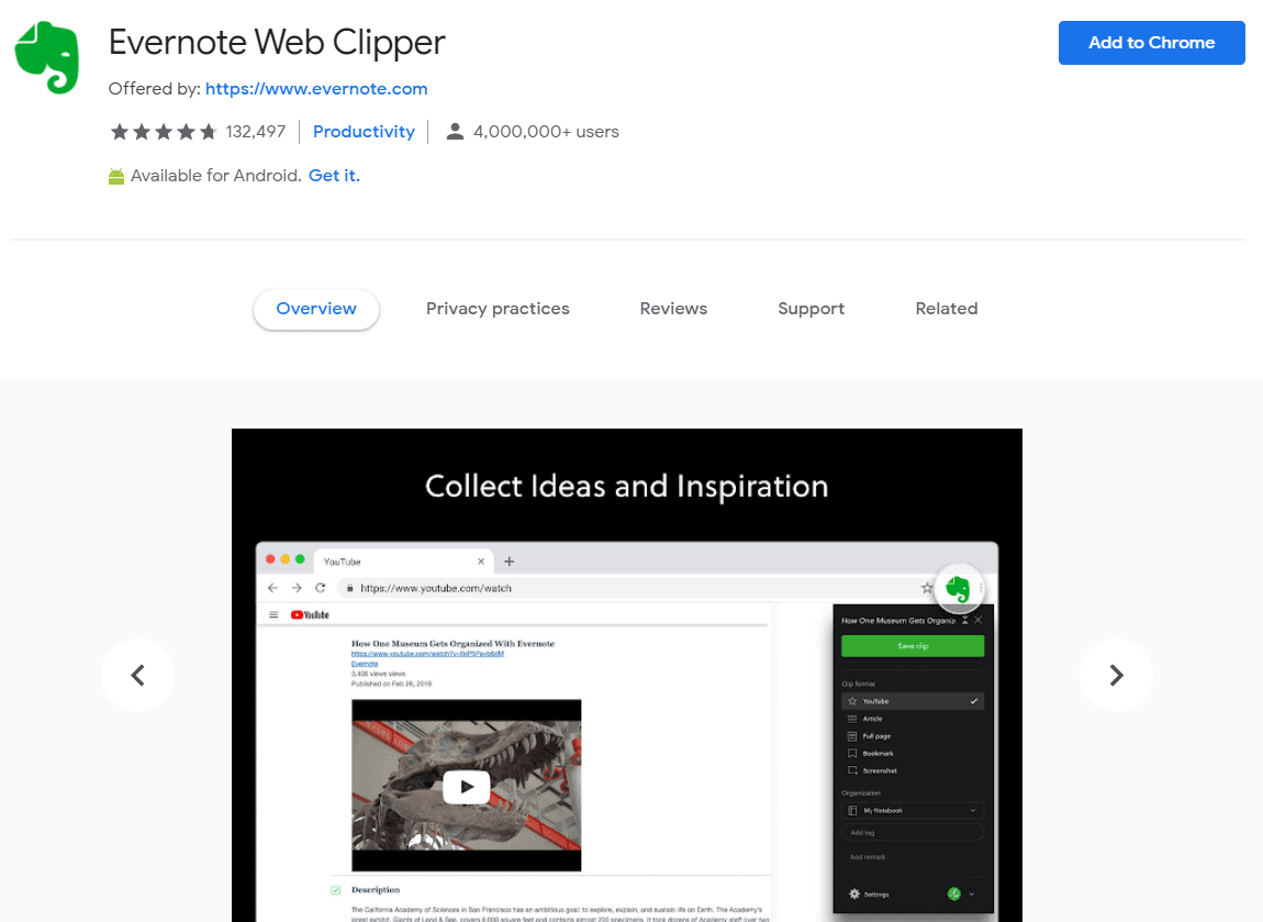 Evernote Web Clipper Chrome Extension