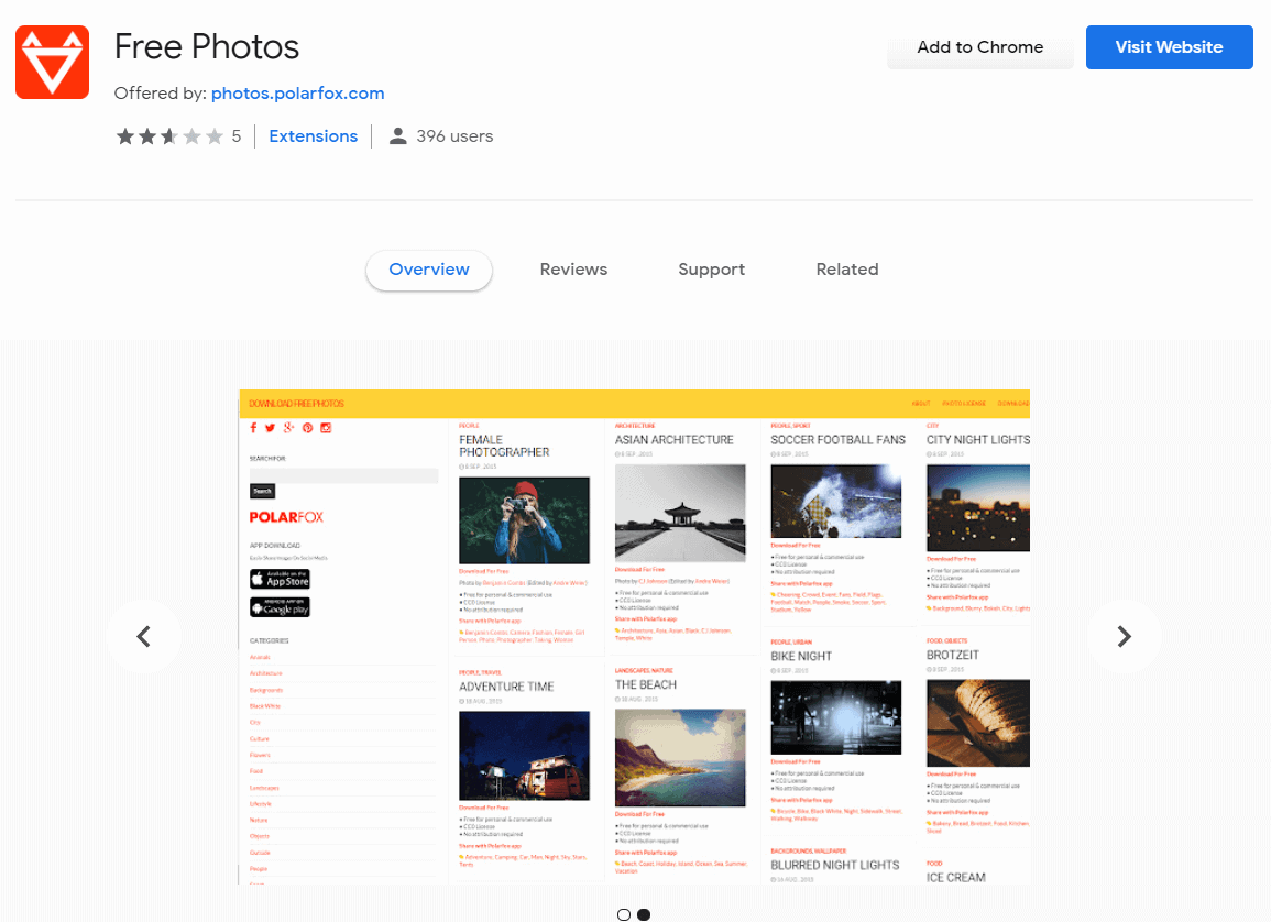 Free Photos Chrome Extension