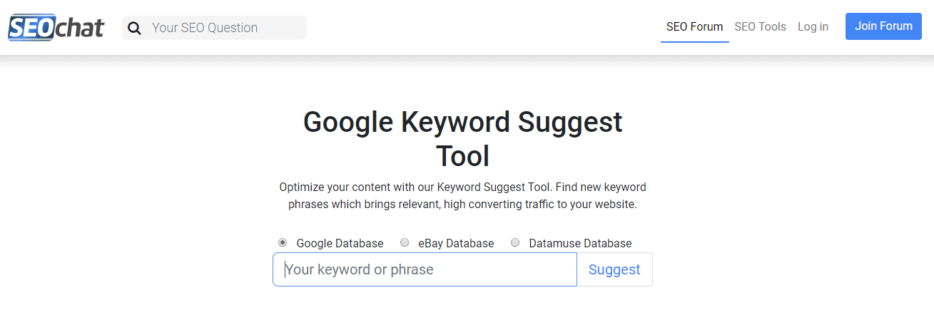 SEO Chat Google Keyword Suggest Tool