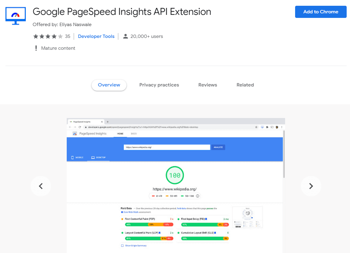 PageSpeed Insights Chrome Extension