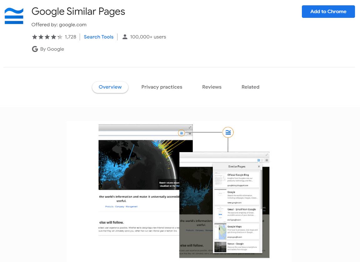 Google Similar Pages Chrome Extension