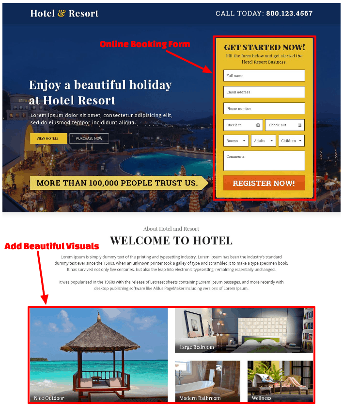 Leadforest Hotel and Resort Landing Page
