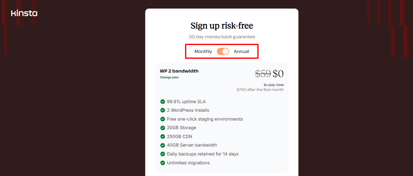 How to use Kinsta coupons Step 2