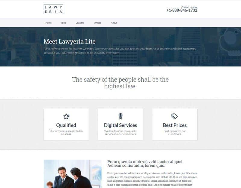 Lawyeria Lite Free Attorney WordPress Theme
