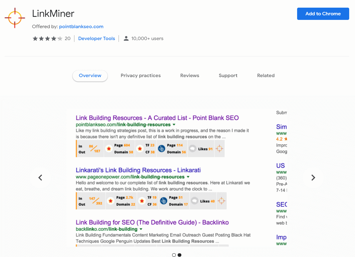 LinkMiner Chrome Extension