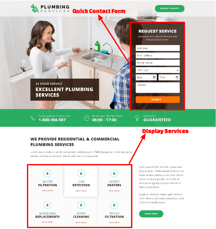 Leadforest Plumbing Services Landing Page