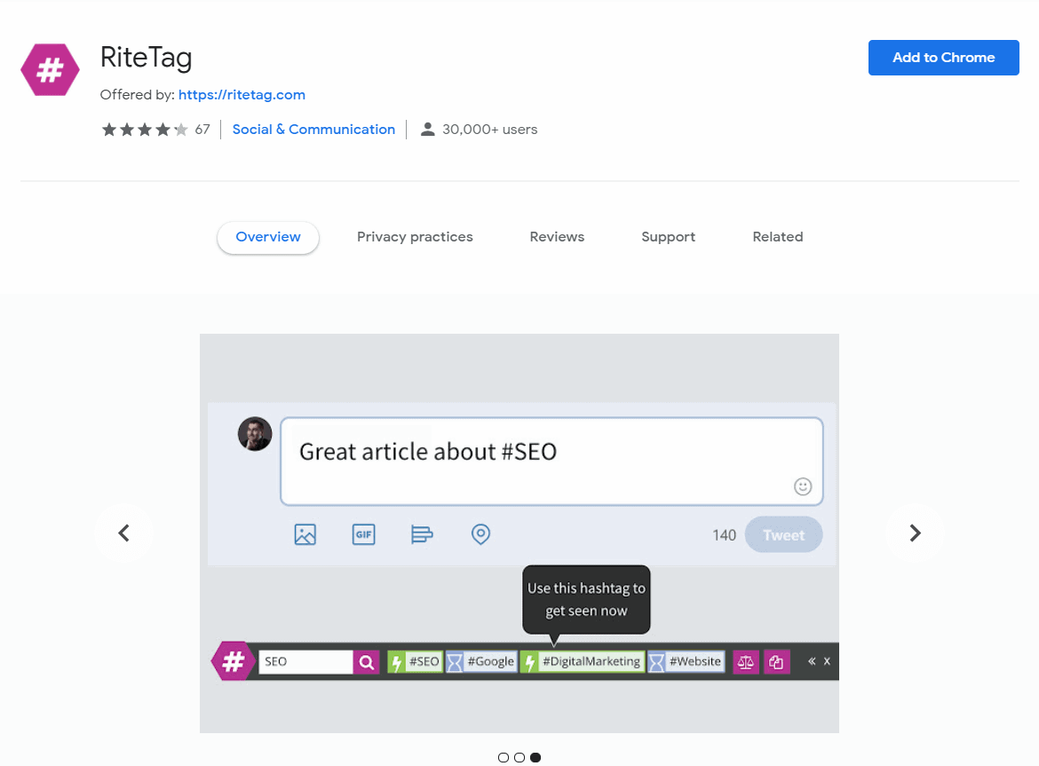 RiteTag Chrome Extension