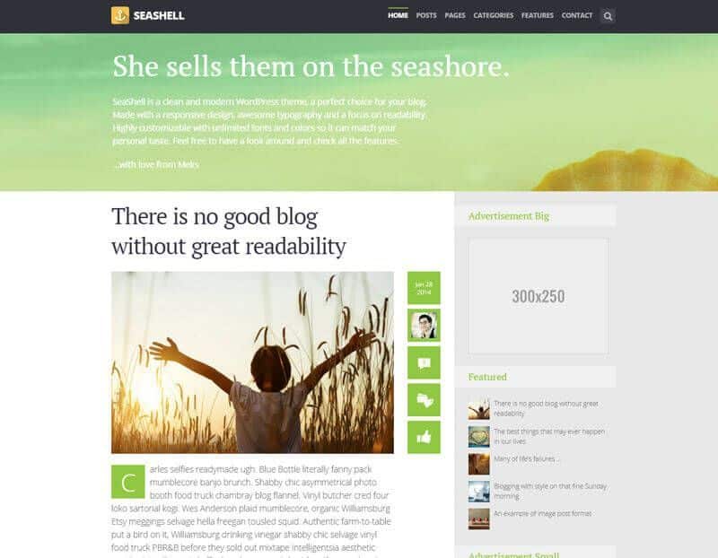 Sea Shell WordPress Theme By ThemeForest