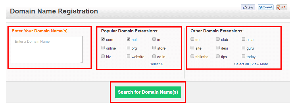 Search for Domain names