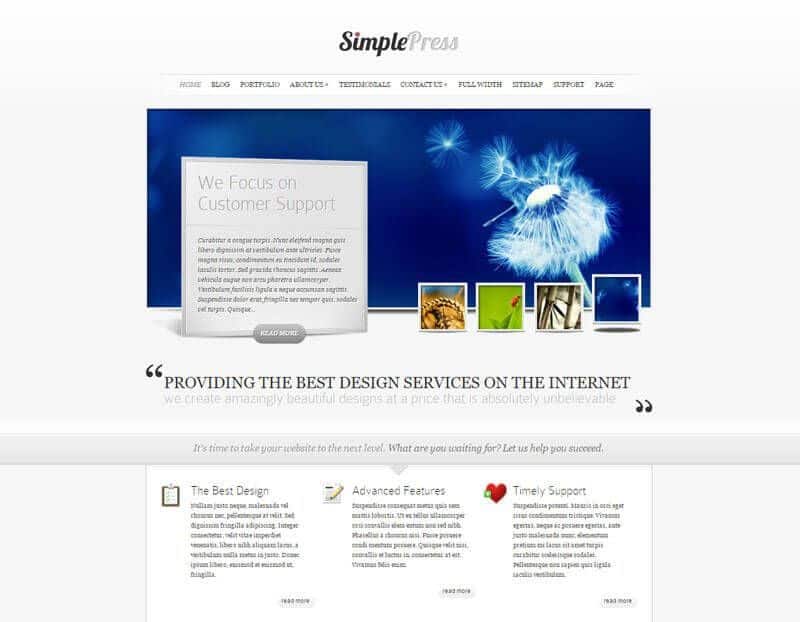 Simple Press WordPress Theme By Elegant Themes