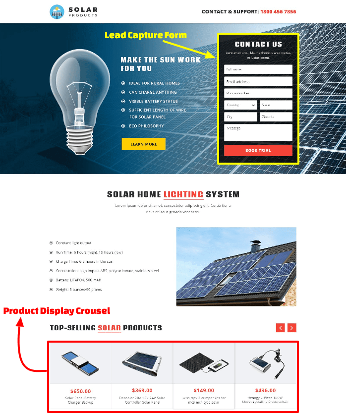 Leadforest Solar Product Landing Page