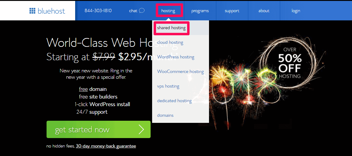 Go to Bluehost website