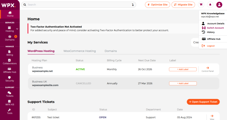 User Experience and Control Panel