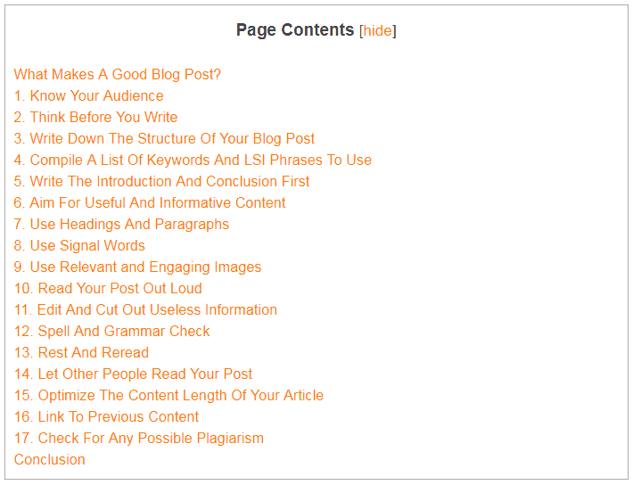 content structure blog post