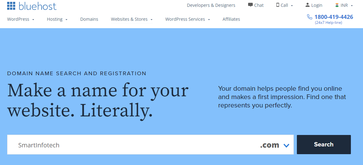 Domain Name Search with Bluehost