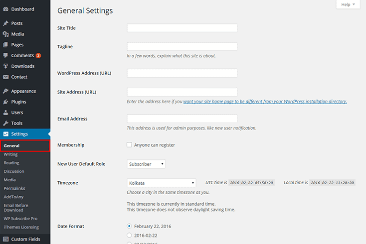 General Settings