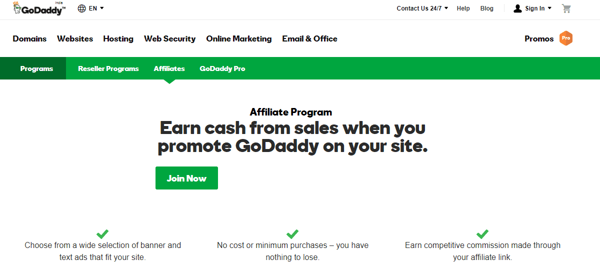 godaddy.in affiliate programs