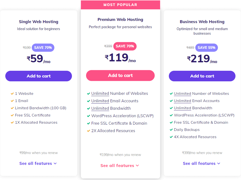 Hostinger Shared Hosting Plan