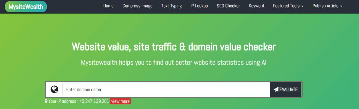 mysitewealth - domain value calculator